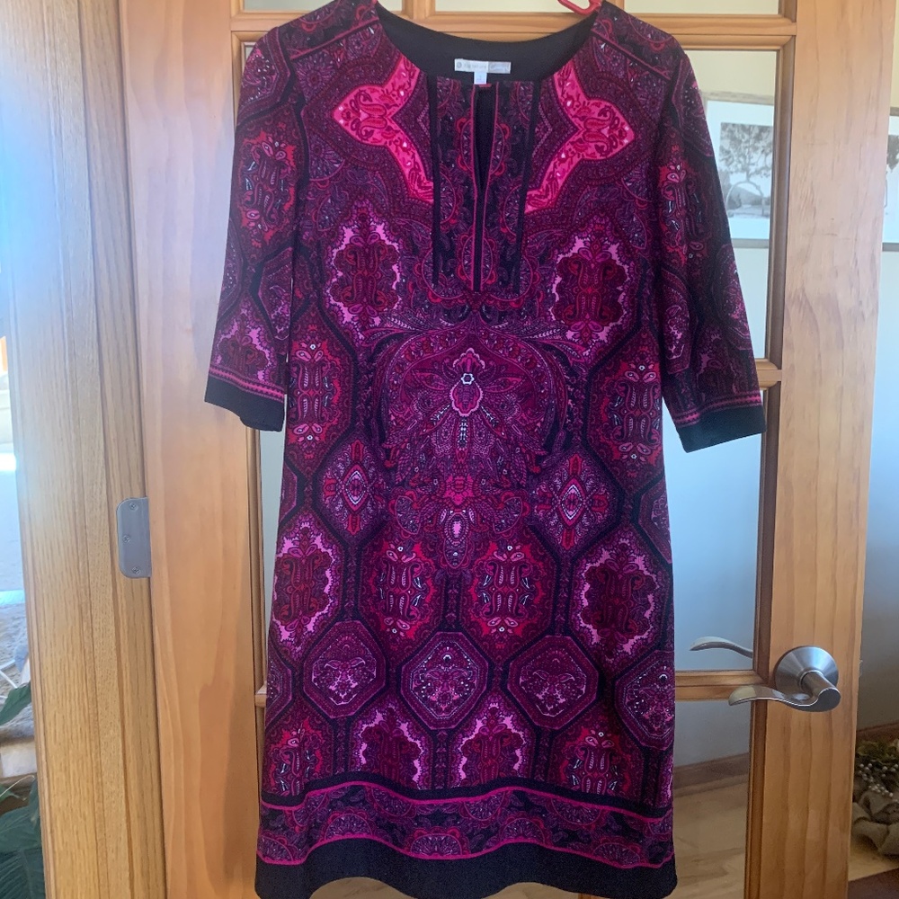 Women’s Dress: Size 6, Pink/ Black Dress Keyhole Workwear